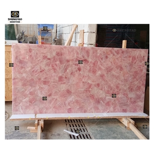 Backlit Rose Quartz Pink Crystal Semi Precious Stone Slabs