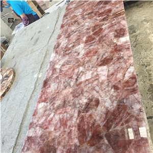 Rose Quartz Fire Quartz Semiprecious Stone Slabs - Red Hematoid Quartz Tile