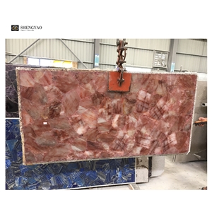 Rose Quartz Fire Quartz Semiprecious Stone Slabs - Red Hematoid Quartz Tile