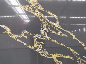 Artificial Black Calacatta Gold Quartz Stone Slab China