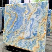 Translucent Natural Blue Onyx Slab For Background Wall Decor
