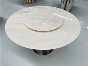 60"Round Marble Coffee Table Stone Namibia Rose Dining Table