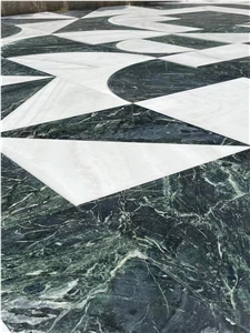 Classic Marble Design Medallion Crema Marfil Floor Carpet