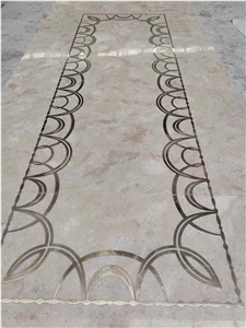Classic Marble Design Medallion Crema Marfil Floor Carpet
