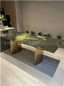 Luxury Avocatus Quartzite Olive Verde Green Interior Tables