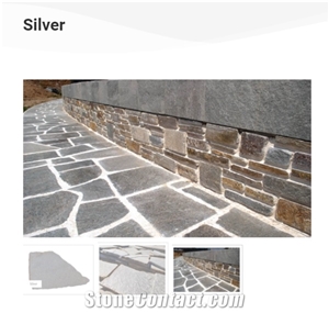 Silver Grey Gneiss Bulgarian Polygonal Flagstone Plates