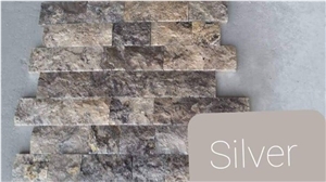 Silver Travertine Wall Tiles - Split Finish