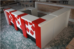 Bespoke Acrylic Solid Surface Red Cafe Service Counter