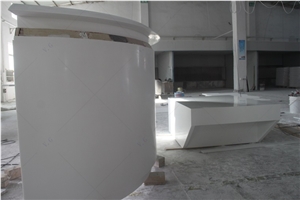 Curved Shape Reception Desk Solid Surface Stone Counter