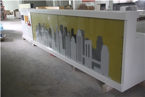 Fast Food Counter Design Solid Surface Dining Bar Counter