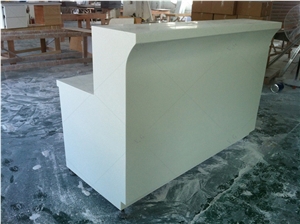 Pure White Solid Surface Modern Design Small Front Desk