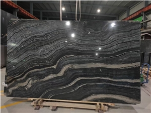 Bookmatched Ancient Wood Grain Marble Slab For Project
