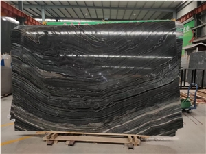 Bookmatched Ancient Wood Grain Marble Slab For Project