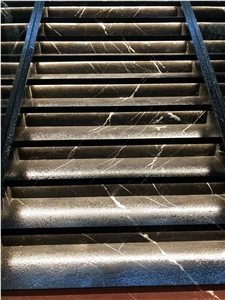 China Marquina Marble Stairs With Leathering Surface