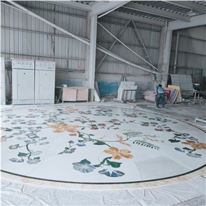 Greece Sivec White Marble Round Water-Jet Flooring