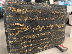 Italy Portoro Gold Marble Slab & Tiles For Project