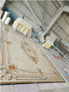 Turkey Emperador Light Marble Water-Jet Cutting Floor Carpet Medallion