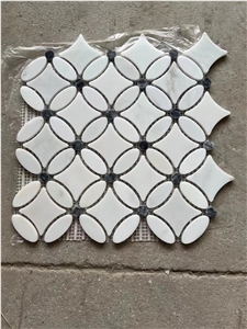 Hexagon Basket Chipped Marble Mosaic