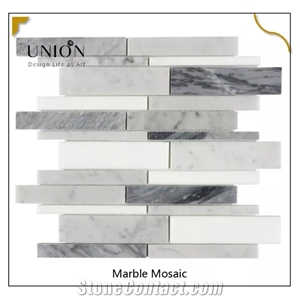 UNION DECO Polished Marble Liner Strip Mosaic Tile Backsplash Wall Tile