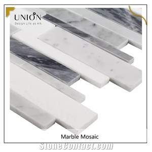 UNION DECO Polished Marble Liner Strip Mosaic Tile Backsplash Wall Tile