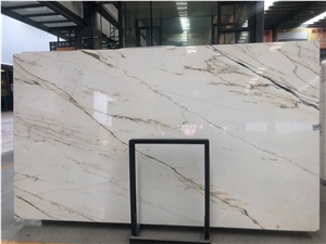 Chinese Eastern Calacatta Oro White Marble Slab Tile