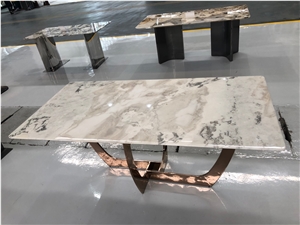 Picasso  White Marble Dover Cream Marble Dining Table Top