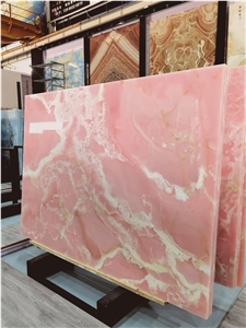 Pink Onyx Stone Slabs For Luxury Villa Decoration