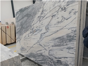 White/Blue Marble Polished Slabs - Available Stock