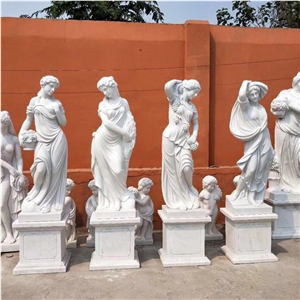 Hunan White Marble Four Seasons Gods Garden Sculpture