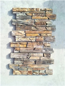 Natural Rusty Slate Stone Wall Cladding Withe Cement Back