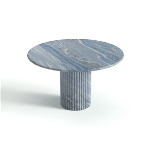 Round Travertine Dining Table With Cylinder Pedestal Base