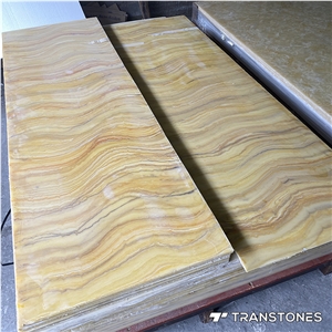 Inventory Promotion Translucent Polished Yellow Artificial Stone