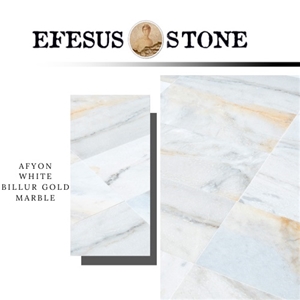 Afyon White Billur Gold Marble Tiles & Slabs