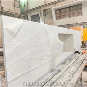 LQ-303 Iced White Quartz Countertops Engineered Stone VN