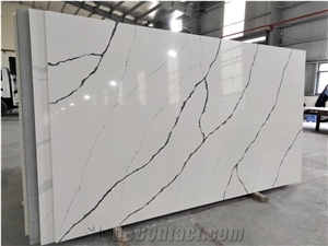 LQ-823 White Calacatta Quartz Vietnam Engineered Stone