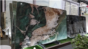 Elegant Patagonia Green Botanic Wave Quartzite Slabs