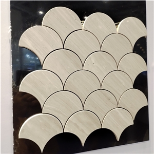 High-End Fish Scale Fan Pattern Wooden Grain Marble Mosaic Tiles