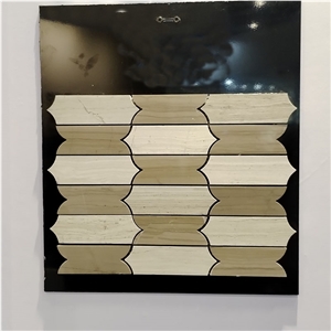 Modern Design   White And Brown Marble Picklet Mosaic Tiles For Wall