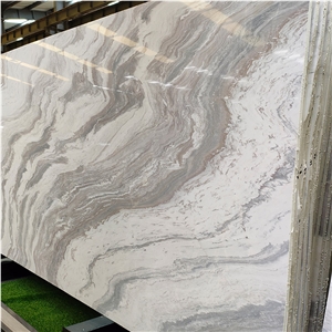 Polished Snow Cloud White Marble Slab For Decoration