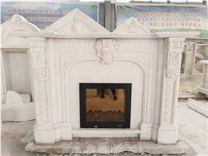 Classic Sculptured Marble Fireplace Egyptian Beige Fireplace