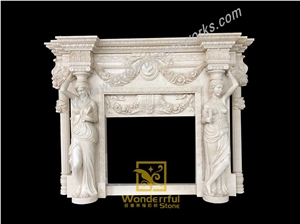 New Cream Marfil Marble Fireplace Surround Mantels
