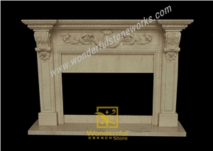 New Cream Marfil Marble Fireplace Surround Mantels