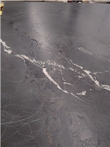 Negresco Black Quartzite Slab Leathered Finish