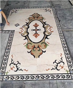 Natural Marble Hotel Lobby Waterjet Square Medallions