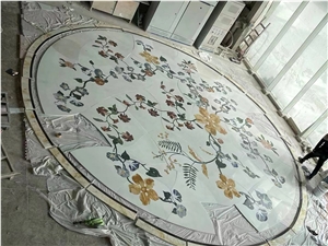 Waterjet Marble Medallion For Hotel Lobby, Round Medallions