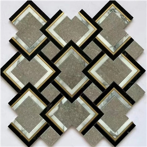 Black Mosaic Natural Stone Marble Floor And Wall Tile
