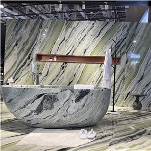 RF Shangri La Green Marble Stone Bathtub For Modern Bathroom