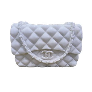 White Marble Carved Flap Bag Sculpture