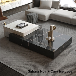 Natural Marble Cary Ice Jade Tea Table For Living Room