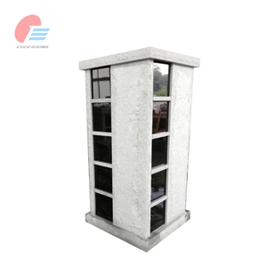 20 Niche Grey Granite Square Columbarium With Pitched Sides